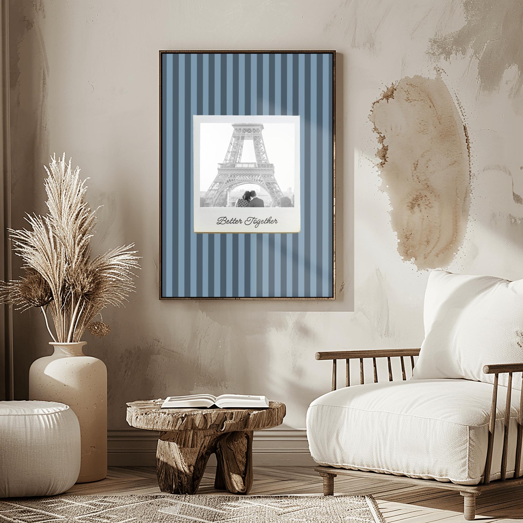 Fotoposter Dia auf gestreiftem Hintergrund