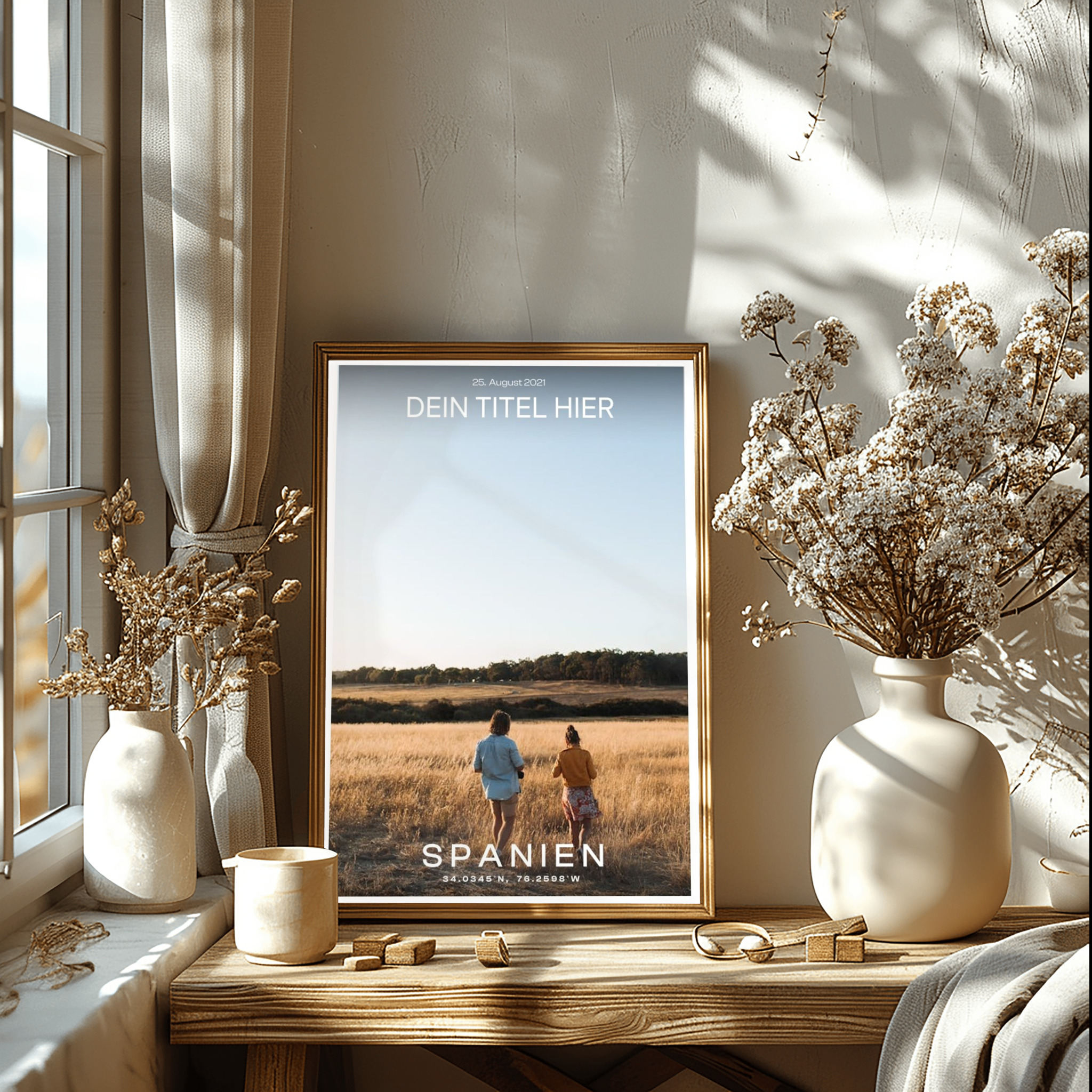 Personalisiertes Fotoposter mit Datum und Ort