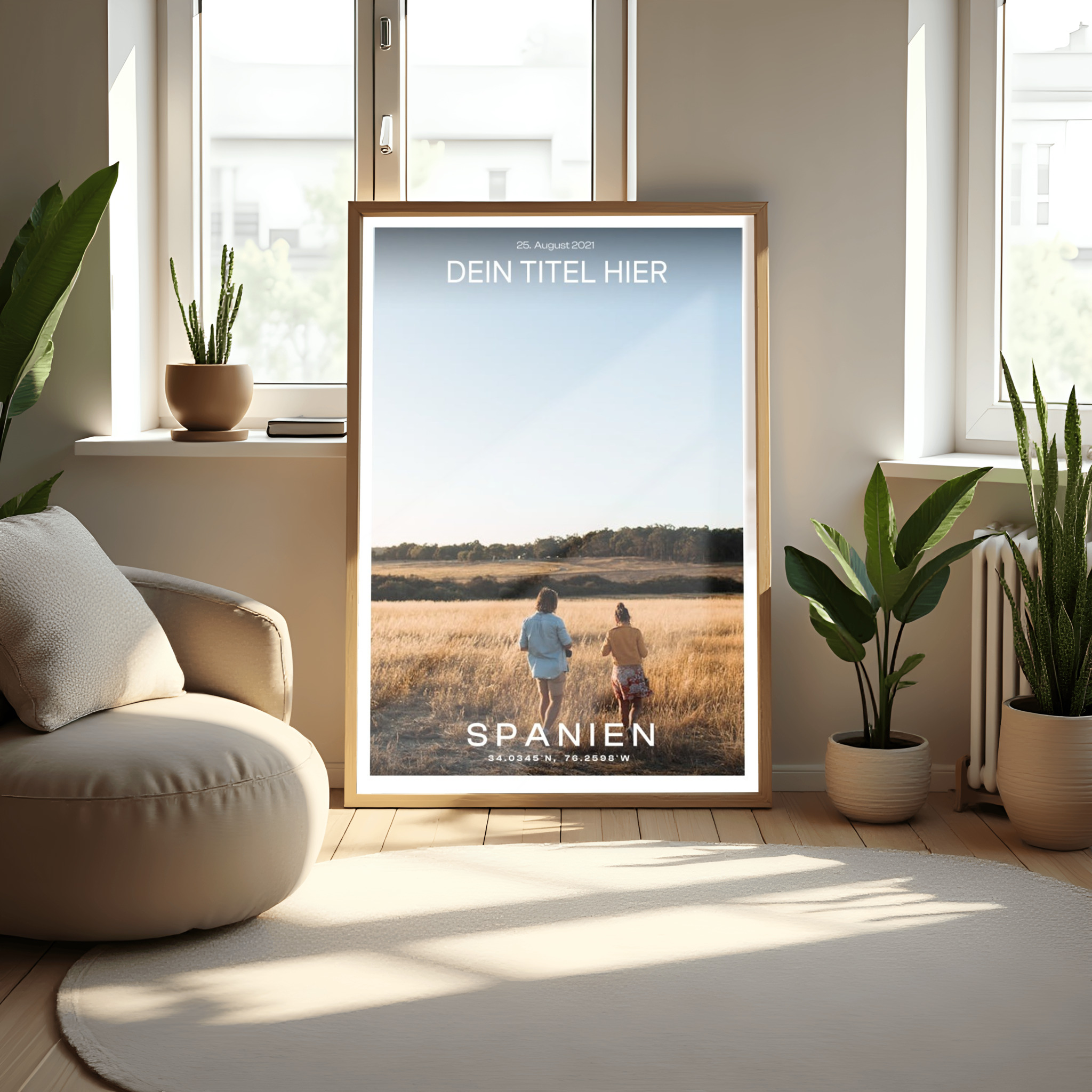 Personalisiertes Fotoposter mit Datum und Ort