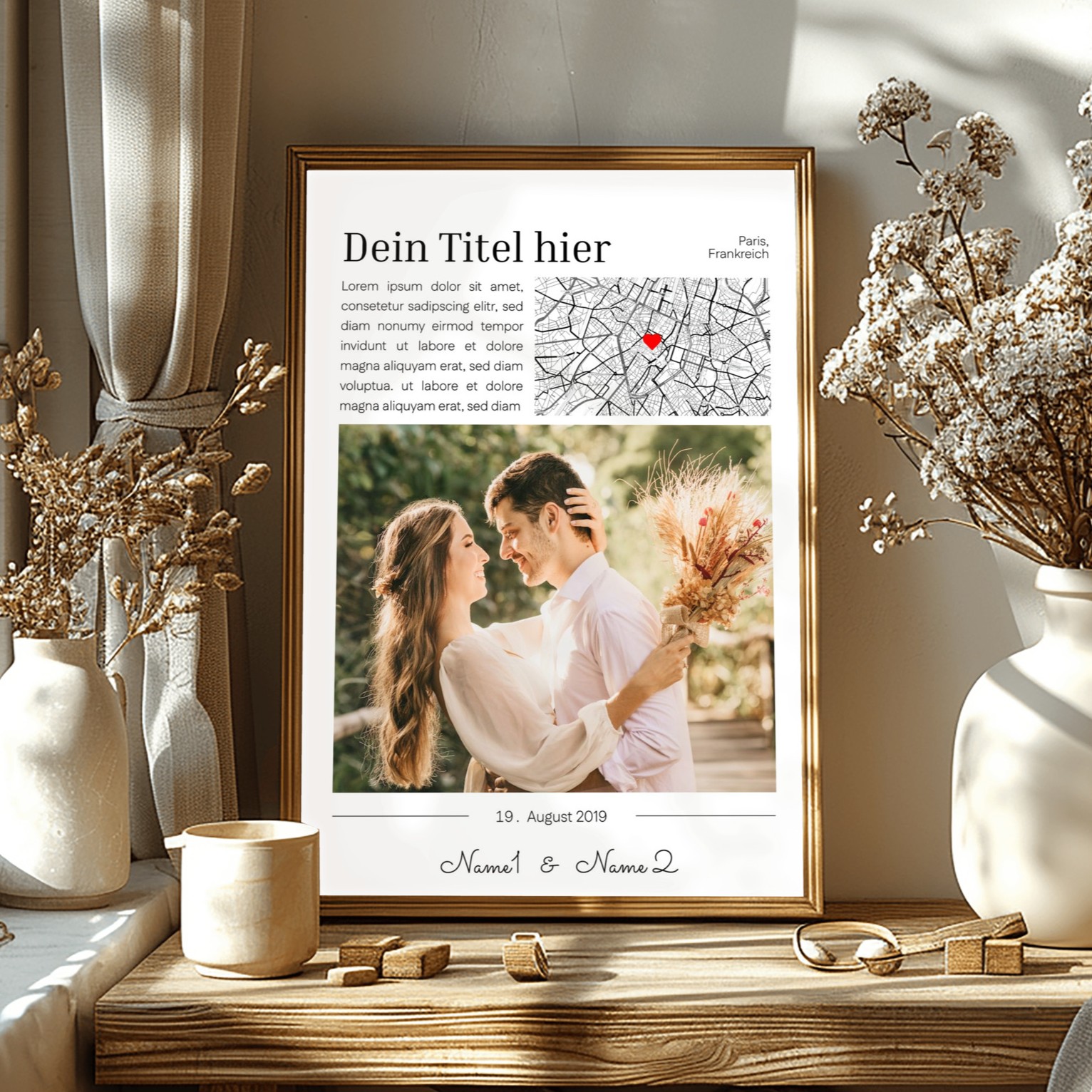 Gemeinsamer Moment Fotoposter mit Datum und Ort