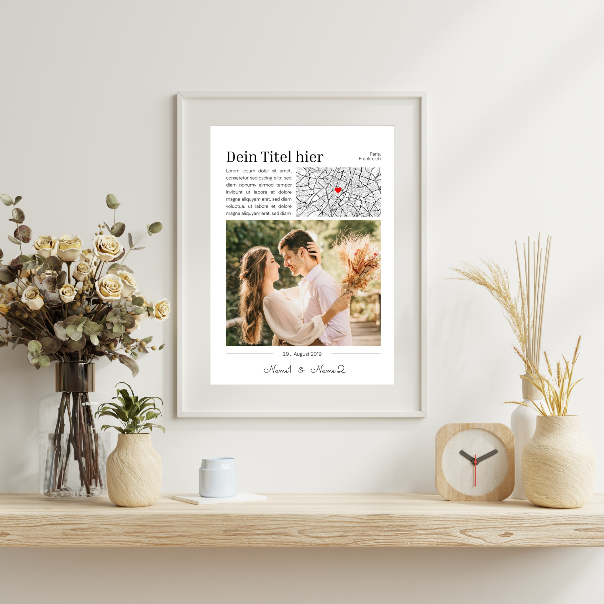 Gemeinsamer Moment Fotoposter mit Datum und Ort