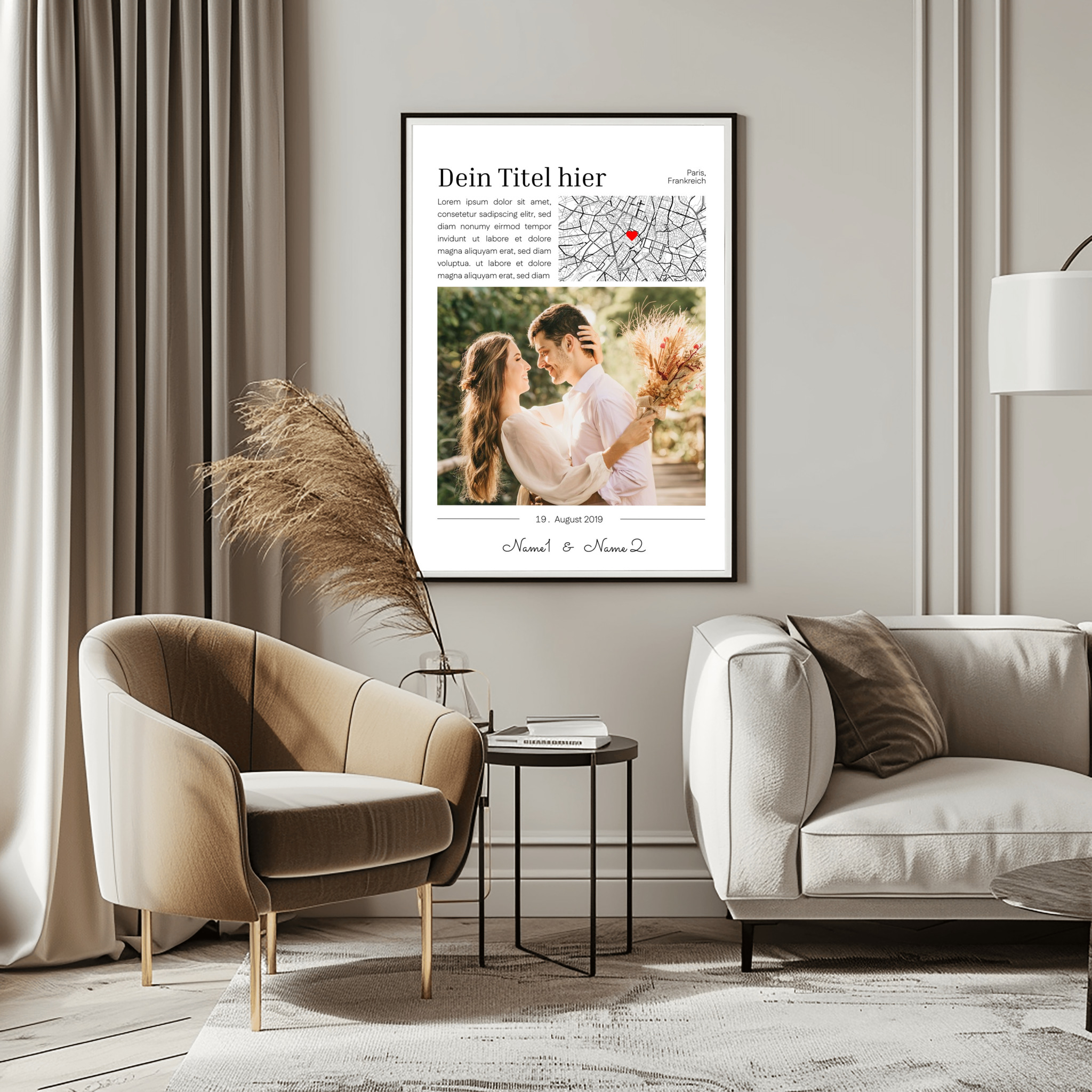 Gemeinsamer Moment Fotoposter mit Datum und Ort